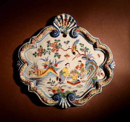 Very Decorative fine Original Dutch Delft Polychrome Chinoisserie plaque